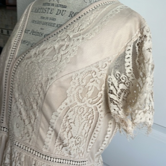 EUC Merokeety cream floral lace bridal, party,fairy, romantic maxi dress XL - Picture 4 of 8